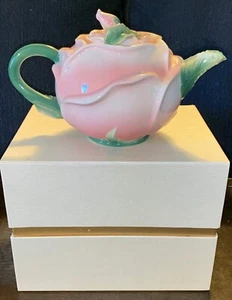 Pier 1 Imports Porcelain Pink Rose Teapot - Picture 1 of 7