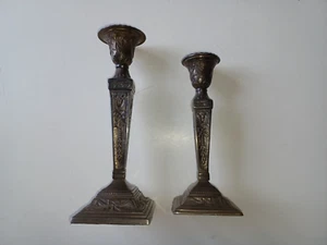 Pair Antique Victorian silver plated candlestick neo classical style - Picture 1 of 22