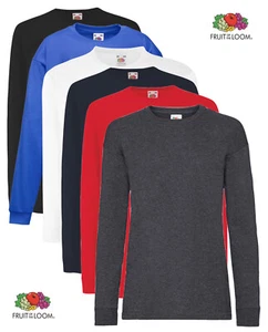 Fruit of the Loom Childrens Kids Childs Boys Girls Plain Long Sleeve Tee T-Shirt - Picture 1 of 9