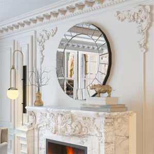 XL Large Round Mirror Modern Venetian All Glass Bevelled Wall Mirror Living Room - Picture 1 of 12