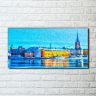 Canvas Print Photo Picture Framed Stockholm Old Town Digital Painting 100x50