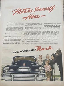 1946 anuncio impreso de automóvil Nash vintage, imagínate aquí - Imagen 1 de 1