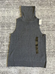 Banana Republic Womens S Turtleneck Sweater Vest Charcoal Gray Sparkle Knit P4 - Picture 1 of 10