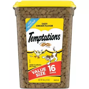 Temptations Tasty Chicken Flavor Crunchy And Soft Cat Treats, 16 Oz Tub - Picture 1 of 6