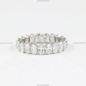 Gift For Her 14k White Gold Natural Diamond Engagement Eternity Birthday Ring - Picture 1 of 6