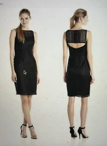 NWT Adrianna Papell Back Cut Out Grid Lace Dress Orig $189 Size 14 - Picture 1 of 7