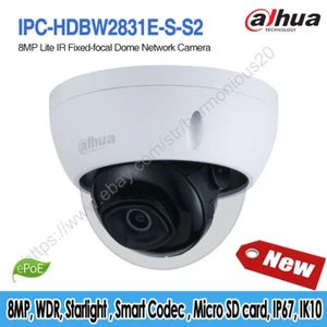 Cámara IP domo de enfoque fijo Dahua 8 MP Lite IR H.265 IP67 IK10 IPC-HDBW2831E-S-S2 - Imagen 1 de 12