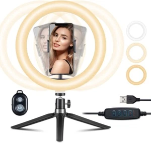 Ring Light Ring Light 10 Inch Cool White Phone Holder Remote Control for Live v. - Picture 1 of 10