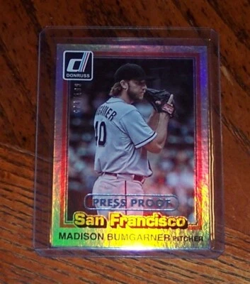 Madison Bumgarner 2015 Donruss Press Proof Platinum Blue 074/199 Giants #205 - Image 1 of 3