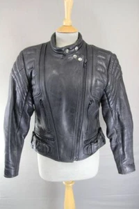 CLASSIC J&S LEATHERS BLACK BIKER JACKET: SIZE 10/34 INCH CHEST - Picture 1 of 9