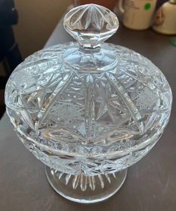 VINTAGE 8" CUT GLASS CANDY DISH WITH LID (I984) 1950's - Picture 1 of 6