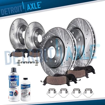 AWD Front Rear Drilled Slotted Rotors Ceramic Brake Pads for 2007-2012 Acura RDX - Image 1 of 4