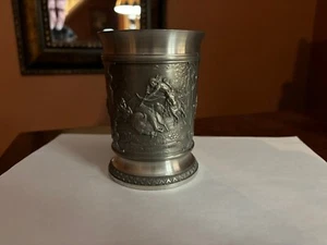 SKS Zinn 95% Pewter Embossed Cup, Depicting 3 Scenes Made in West Germany - Picture 1 of 5