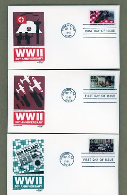 US FDC World War II 50th Anniversary Artmaster  1991 Group of 8 - Image 1 of 3