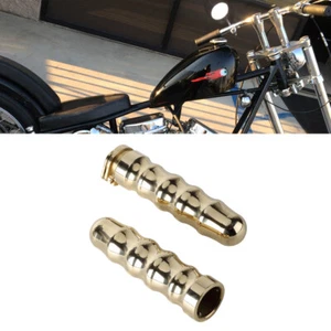 Pair L&R Brass Hand Grips 1'' 25mm Handlebar Grips For Harley Cafe Racer Bobber - Picture 1 of 8