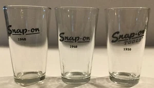 NEW! SNAP-ON TOOLS GARAGE MAN CAVE SET OF 3 BEER PINT GLASSES CUPS CLEAR 16 OZ - Picture 1 of 2