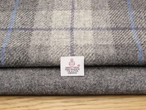 2 Piece Harris Tweed Craft Bundle with Label - Grey Tartan - Picture 1 of 5