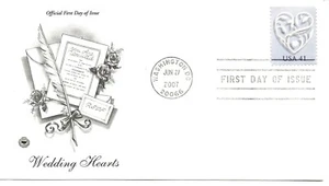 US Scott #4151, First Day Cover 6/27/07 Washington Single Wedding Hearts - Picture 1 of 1
