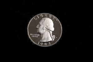 1983s CLAD WASHINGTON QUARTER, UNITED STATES PROOF QUARTER DOLLAR COIN - Picture 1 of 2