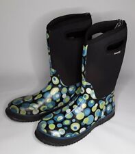 Bogs Girls Classic High Bubbles  Size 6 Black Blue Rain Winter Snow Boots