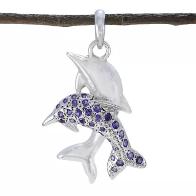 Anmutige Glamour-Amethyst-Edelstein-Silberanhänger zum Erinnern. - Bild 1 von 4