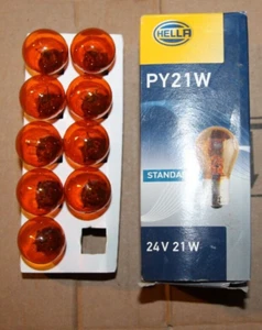 9 HELLA Indicator light Orange/Amber Bulb PY21W /24V - Picture 1 of 1