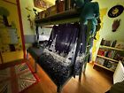 Solid Wooden Triple Sleeper Bunk bed With 2 Bookshelves, Bed Curtains & Cushion