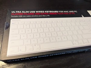 Macally Ultra Slim USB Wired Keyboard for Mac and PC BRAND NEW White - Picture 1 of 6