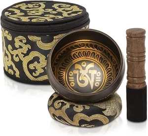 4" Tibetan Singing Bowl Set with Gift Case, Sound Bowl, Meditation Bowl, Nepal - Picture 1 of 6