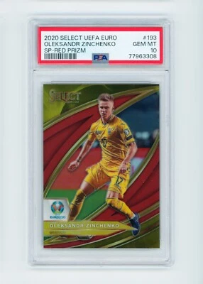 2020 Oleksandr Zinchenko Panini Select UEFA Euro Red Prizm Ukraine 29/65 PSA 10 - Image 1 of 3
