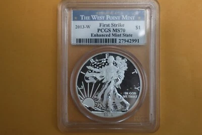 2013 W American Silver Eagle PCGS MS70 Enhanced - Spotted - Image 1 of 4