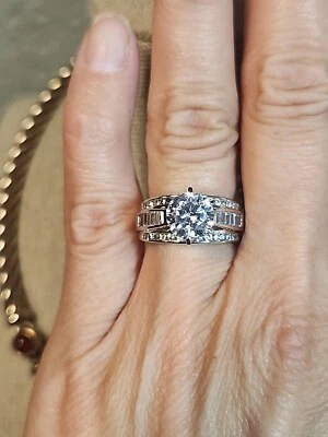 Anillo vintage de oro blanco macizo de 10k para mujer talla 7/4,3 g Foto 1 de 4