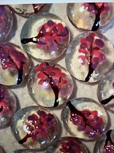 Cherry Blossoms Flowers hand painted glass gems party favors Table Confetti - Picture 1 of 3