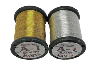 Zari Embroidery Thread Total 2 Rolls Gold & Silver Colour Jewelry Making Combo - Picture 1 of 4