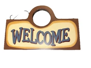 Vintage 1996 WELCOME Sign – Wooden Door Hanger by Three Heart Treasures - Picture 1 of 2