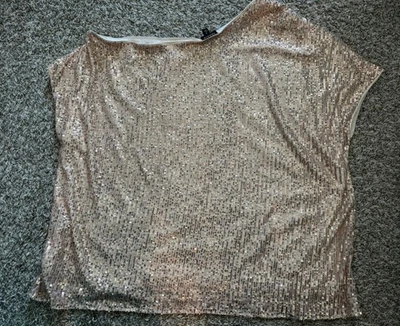 Torrid亮片露肩上衣女式 1X 码金色衬里短袖 — 第 1/4 张图片