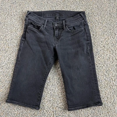 True Religion Bermuda Shorts Women's 25 Black Low Rise Stretch Denim Casual - Image 1 of 4