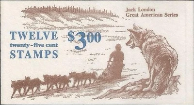 Book of 12 - 25 cent stamps - Scott BK152, 2197a stamp - Jack London - 1988  MNH - Image 1 of 2