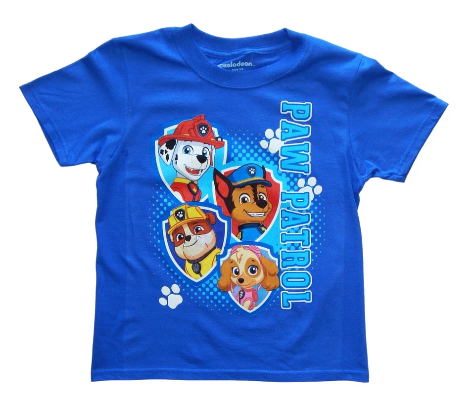 PAW PATROL Chase Marshall & Rubble Cotton T-Shirt Blue Tee Boys Sz. 5-6 NWT  $16 - Image 1 of 1