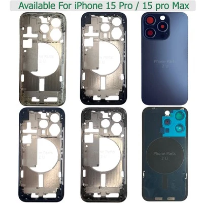 For Apple iPhone 15 Pro / Max Replacement Housing Frame With Back Glass Cover
