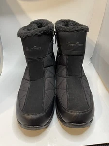 Nuevas botas de nieve de invierno Silent Care para hombre talla 12 negras impermeables media pantorrilla cremallera lateral B - Imagen 1 de 15