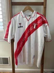 Camiseta de fútbol vintage de Perú Walon años 90 blanca roja para hombre XL #10 - Imagen 1 de 9