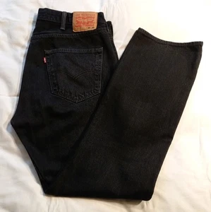 LEVIS 501 MENS W38 L32 BLACK STRAIGHT LEG DENIM JEANS BUTTON FLY - Picture 1 of 15
