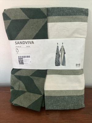 IKEA Sandviva Nuevo 2 Toallas de Cocina Chevron a Rayas de Yute Algodón Natural Foto 1 de 4