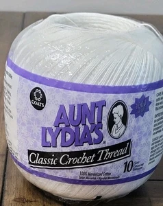 Aunt Lydia's Classic Crochet Thread Size 10 White 0201 M: 914, 1000 yd NEW - Picture 1 of 6