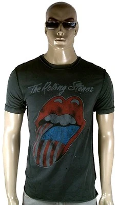 Camiseta Amplified Rolling Stones EE. UU. Falda Rayas Estrellas Agujeros Vintage S 46/48 Foto 1 de 4