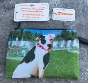 Blossom Collection Pit Bull Coin Purse  5.25 x 3.75" Black and White Dog Wallet - Picture 1 of 12