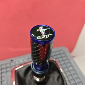 BLUE CARBON GT SPORT SHIFT STICK GEAR KNOB for FORD MUSTANG S550 V8 5.0 2.3T V6 - Picture 1 of 7