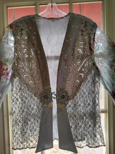 Vintage Silk Spencer Alexis Gray Lacy Shear Jacket artsey. - Picture 1 of 5