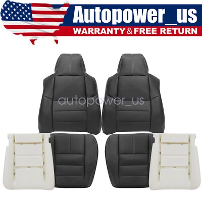 For 2008-2010 Ford F250 Super Duty Front Leather Seat Cover Black / Foam Cushion - Изображение 1 из 4